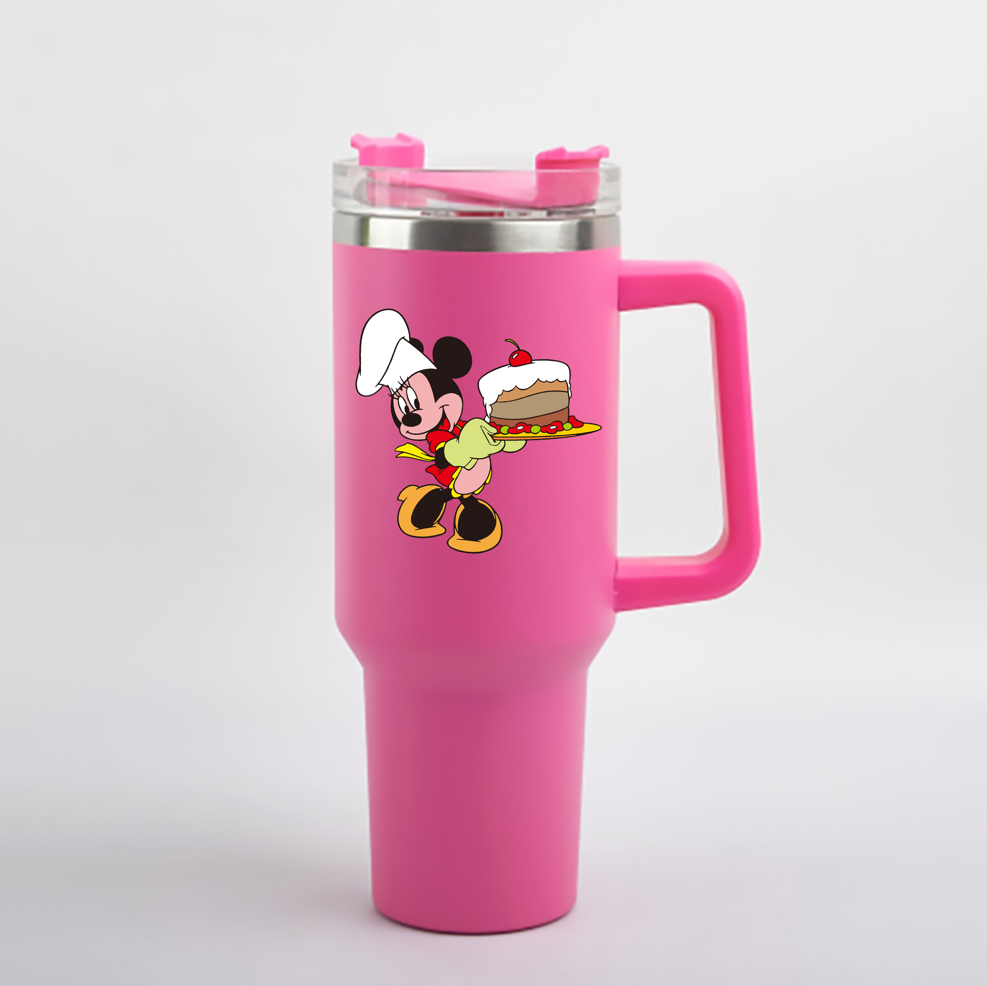 （画像用） ミッキーマウス Mickey Mouse 1200mL車用タンブラー - クリスタルステッカー（プラスチックストロー付き）